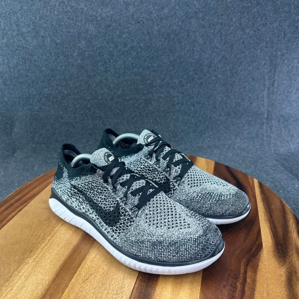 Nike Free RN Flyknit 2018 FK Oreo Grey Black White Shoes 942839-101 Womens Sz 8